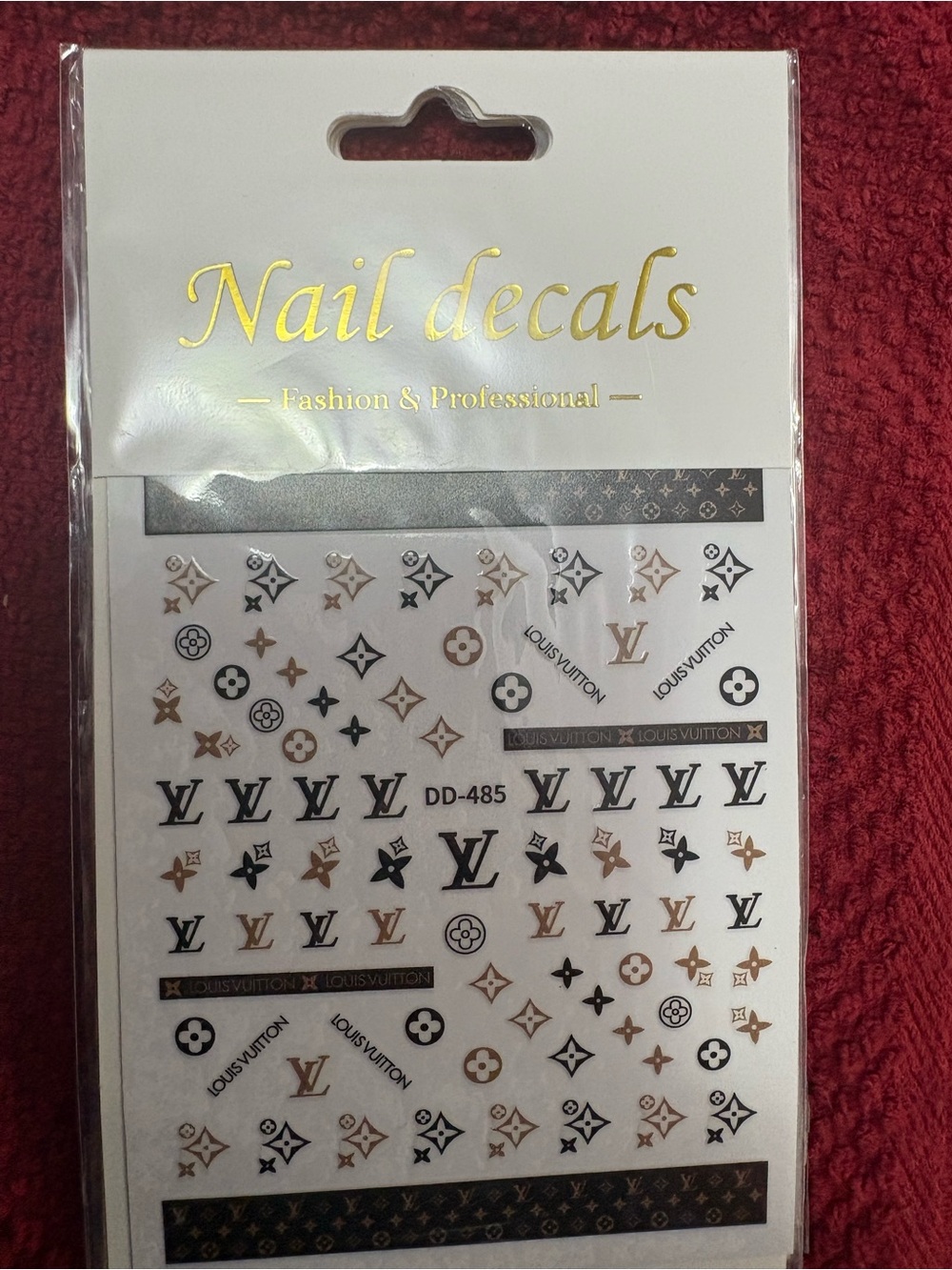 Nail Decals - Black & Gold Designer Monogram Style